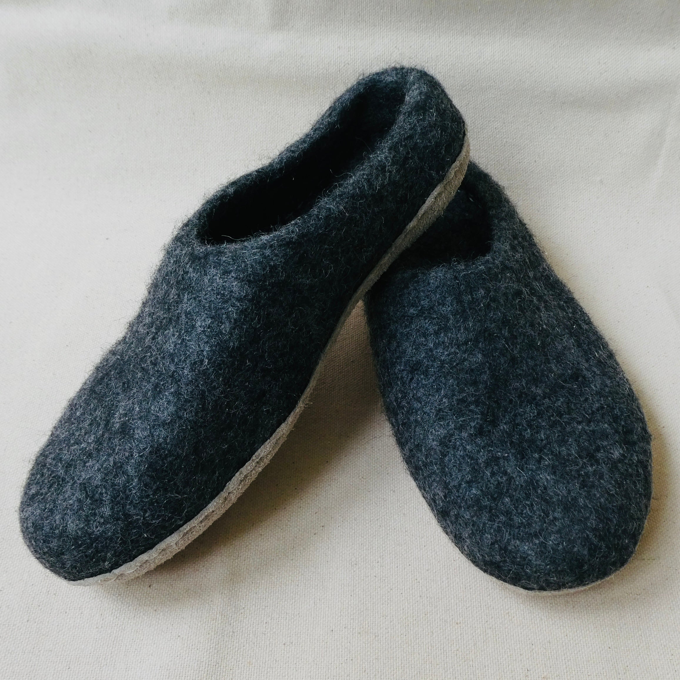 Felted Wool Slippers - Charcoal