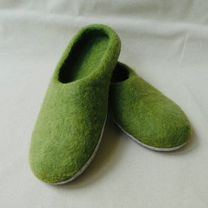 Felted Wool Slippers - Green